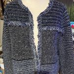 Chico's boho chic tweed jacket with fringe size 2 Photo 1