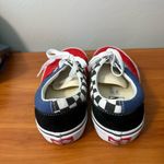 Vans  Authentic Low Top Color Block Red Blue‎ Checkerboard Suede Lace Up Sneaker Photo 3