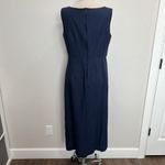 Laura Ashley Vtg Sz 12 Dress Linen Blend Midi Lagenlook Sleeveless Classic Navy Photo 5