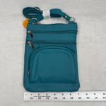 Genuine Leather Crossbody Cell Phone Purse Wallet Small Shoulder Bag Teal Blue Photo 1