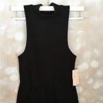 Free People  Mary Jane Black Ribbed Mini Dress Photo 1