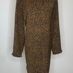 J. Crew Black Camel Dotted High Neck Dress Ruffle Sz 6 Photo 0