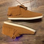 Minnetonka Women's  Venice Moc bootie suede tan $90 boho native fringe fall 8 Photo 3