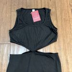 NWT Verdusa Black Cut Out Waist Side Slit Bodycon MIDI Dress Size L Photo 5