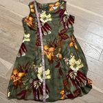 Vintage Hanes Collection Floral Rayon Dress Made in USA Olive Tropical XL 90s Tan Photo 5