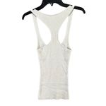 Bebe Y2K Tank Top M Light Gray Shimmer Ribbed Knit Stretch Scoop Racerback Glam Photo 5