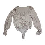 Free People Smockin’ and Rockin’ Long Sleeve Flowy Bodysuit | Grey | Small Photo 3