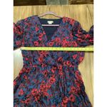 Shoshanna  faux wrap long sleeve floral ruffle blue & red v neck mini dress  10 Photo 5