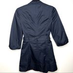Anthropologie Idra Whimsy Ruffle Trench Coat Navy Blue Button Front Photo 1