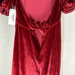 Reformation  Livia Velvet Silk Dress Puff Sleeves Crimson Red Size 0 Photo 14