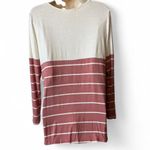 Vine & Love Pink‎ & White Striped Color Block Twist Front Top Photo 3
