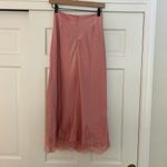 Lulus Lulu’s NWT Blissful Nature Blush Pink Satin Lace High-Rise Midi Skirt Photo 3