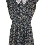 Ultra Pink  FLORAL COLLARED COTTAGECORE PEASANT MINI DRESS Photo 0