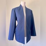 Vintage ‘80s Bending Easy Navy Blue Lightweight Collarless Open Front Blazer Size 8 Photo 2