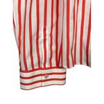 Chico's  Red White Vacation‎ Stripe Button Down Tie Front Long No Iron Sz 2 Large Photo 3