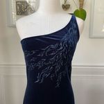 Vintage 90s Pulse Sapphire Blue Stretchy Velvet One Shoulder Gown M Blue Size M Photo 2