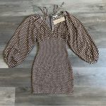 ACOA Puff Sleeve Mini Dress NEW Stretch Earth Tones Party Multiple Photo 3