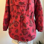 L.L.Bean Water Resistant Printed Pullover Hooded Utility Jacket Size Large Red Photo 9