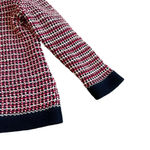 Talbots  Navy Red Cardigan Sweater Snap-Down Woven 100% Cotton Size Medium Womens Photo 7