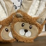 Lion Slippers Fuzzy Babba Slip on House Shoes Womens One Size Loungewear New Tan Photo 2
