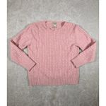 Vtg 90s LL Bean L Pink Lambs Wool Blend Cable Knit Sweater Pullover Size L Photo 2
