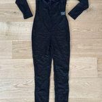 Akira - Big Love Lace Jumpsuit with Feather Trim in Black Photo 0