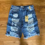 Vibrant  Miu Fringed Denim Shorts Size M‎  NWT Distressed Photo 0