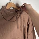 TALULAH Tan Relaxed Knit Thermal Waffle Hoodie Size S Photo 3