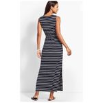 Talbots  Embroidered Tassel Belt Stripe Jersey Maxi Dress Sz M Summer Preppy New Photo 1