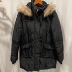 Larry Levine Warm cozy  down feather black puffer coat fur collar pockets Photo 0