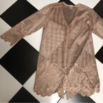 Vintage 70s 80s 3K Fashion Long Jacket Duster Tunic Fishnet Mesh Gold Oversized Tan Size L Photo 5