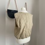 Kathleen Sommers Linen Lagenlook Beige Green Boxy Fit Vest, Size Medium Photo 2