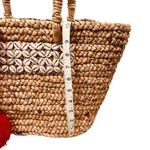 Haute Hippie Straw Seashell Basket Bag Red Tassel Floral Flamingo Interior NWT Photo 6
