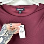 EXPRESS NEW Burgundy Long Sleeve Ruched Crewneck Midi Sheath Dress Medium Photo 4