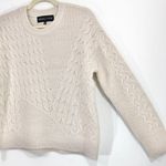 Kendall + Kylie New Asymmetric Cable Knit Sweater Crewneck Pullover Ivory Photo 7