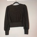 Boden Blouson Blouse Top Sweater Black Gold Sparkle Cropped Ribbed V Photo 7