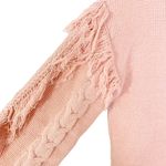 Kikit Cable Cotton Knit Fringe Sleeve Crew Neck Sweater S NWT Photo 3