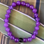 New Amethyst beaded bracelet with a black Agate accent bead. Purple Photo 0