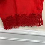 Kaktus red linen blend wide leg lace floral trim cropped pants 1X NEW Photo 3