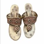 Jack Rogers  cork wedge w/gold trim size 8 thong sandals. Photo 1