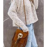 Bohemian Feather Tassel Beading Shoulder Crossbody Bag Brown Photo 0