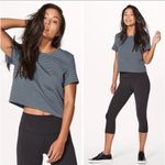 Lululemon Shaped Short Sleeve Top Thick Scuba Boxy Tee Sterling Gray Size 6 Photo 1