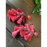 Coral pink multi mini tassel earrings Pink Photo 1