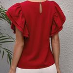 Women S red butterfly short sleeve boatneck blouse New without tags Photo 1