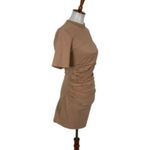 H:ours Revolve Dress H Hours Small Tan Short Sleeve Bodycon Sexy Chic Trendy Photo 3