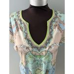 Hale Bob Jersey Dress Size L Pink Blue Knee Length Unicorn Ballerina Bird Photo 1