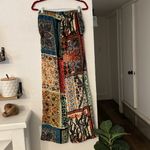 Sfizio Women's Patchwork Print Velvet Stretch Lounge Pant Trousers Pockets Sz XS Blue Photo 4