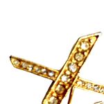 Vintage Womens Brooch Gold Tone Metallic Round Rhinestone XL Initials Photo 4