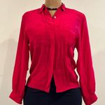 Jones New York Candy Apple Red Light Blouse Hidden Buttons. 1 Pocket & Pleated On One Side.Sz 8 Photo 1