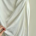 Satin Inspired Silky Midi Cowl Neck Dress, Bridal Shower Graduation Dress, S/M White Size undefined Photo 5